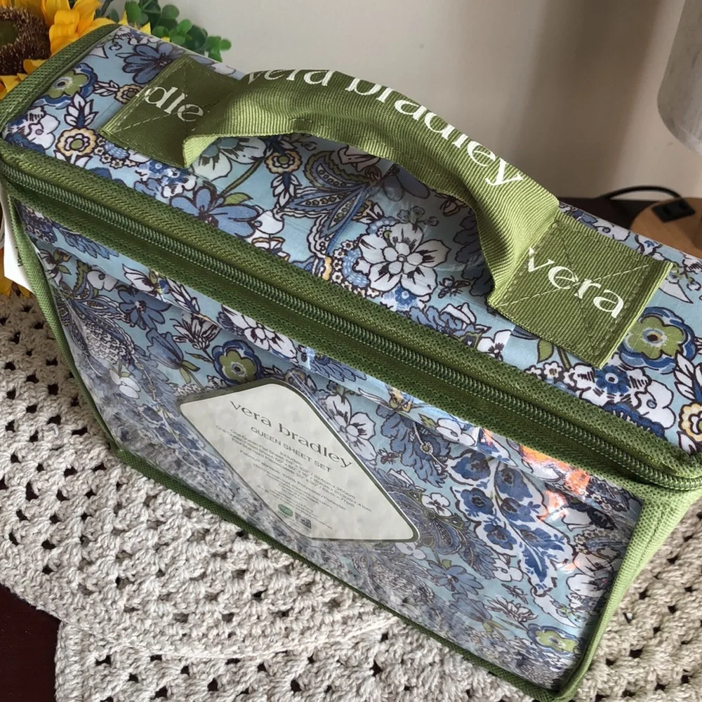 Vera Bradley Blue Floral Queen Sheet Set
